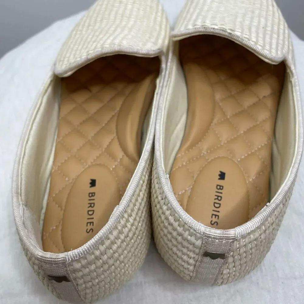 Birdies Starling Loafers Natural Beige White Size 7 Woven Slip On Woven Flat